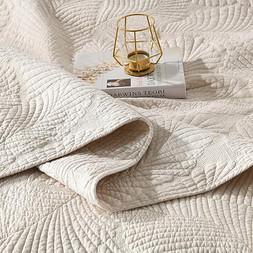 mixinni-Beige-Tropical-Palm-Tree-King-Size-Quilt-Set-Soft-Cotton-Bedspread-Coverlet-Bed-Cover-King-Size 61BKkqlBE2L