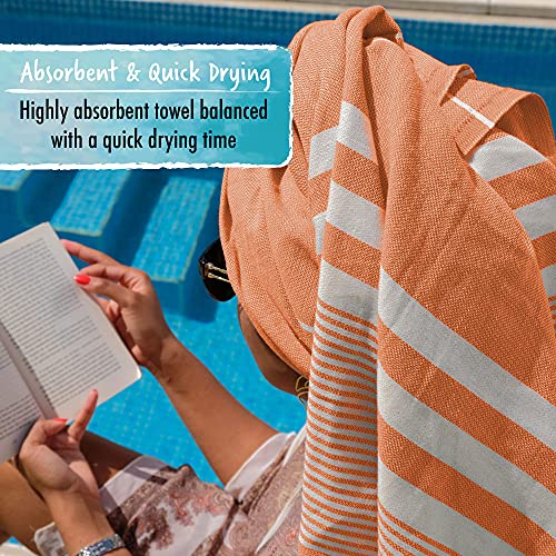 SUNSPUN-LINENS-Turkish-Beach-Towel-39x71in-Extra-Large-Quick-Dry-Towel-Cotton-Oversized-Turkish-Towel-and-Blanket-for-Adults-Travel-Turkish-Bath-Towels-Coral