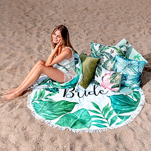 Ethisa-Bride-Beach-Towel-for-Honeymoon-and-Bachelorette-Party-Palm-Design-for-Beach-Bachelorette-Party-Mrs-Beach-Towel-for-Bride-to-Be-Just-Married-Beach-Wedding-and-Engagement-Gift-60-Round