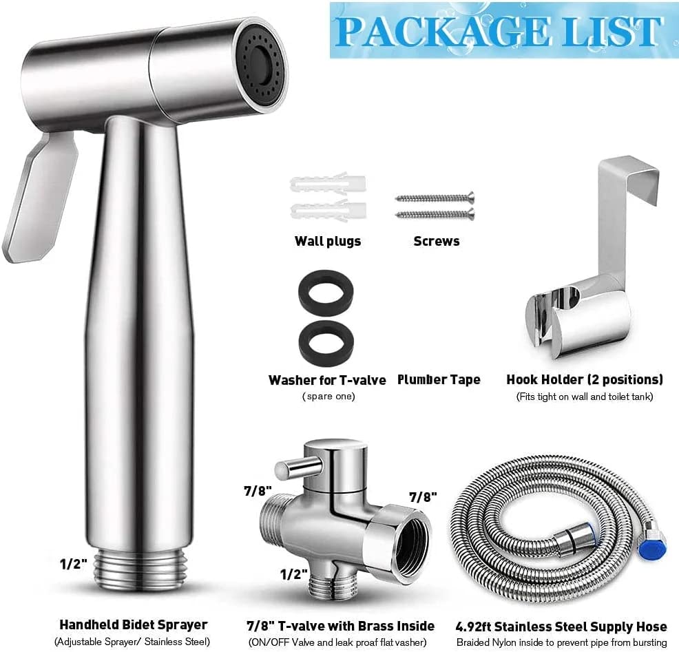 Bidet Sprayer for Toilet,Handheld Bidet Spraye,Cloth Diaper Sprayer Water Kit,Bathroom Hand Held Bidet Shower for Self Cleaning,Stainless Steel and Easy to Install - Image 3