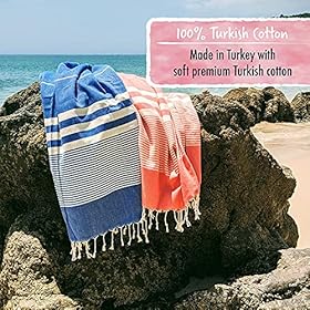 SUNSPUN LINENS Turkish Beach Towel, 39x71in Extra Large Quick Dry Towel Cotton Oversized Turkish Towel and Blanket for Adults Travel Turkish Bath Towels (Coral) 61rnJkBDXZL. SS280