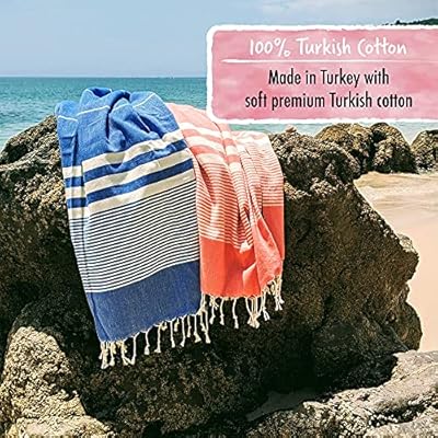 SUNSPUN LINENS Turkish Beach Towel, 39x71in Extra Large Quick Dry Towel Cotton Oversized Turkish Towel and Blanket for Adults Travel Turkish Bath Towels (Coral) 61rnJkBDXZL. SS400