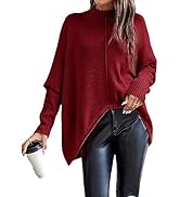 Miessial Women's Knit Oversized Long Sweater Batwing Sleeve Crew Neck Pullover Sweaters Lightweig...