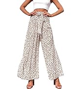 Miessial Women's Summer Boho Tie Waist Pants Loose Wide Leg Beach Hippie Pants with Tassel