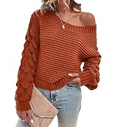 Miessial Women's Fall Loose Ribbed Knit Pullover Sweater Trendy Oversized Chunky Boat Neck Cable ...