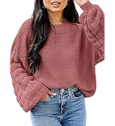 Miessial Women's Pullover Sweaters Casual Cable Knit Chunky Sweater Long Sleeve Crewneck Loose Kn...