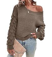 Miessial Women's Fall Loose Ribbed Knit Pullover Sweater Trendy Oversized Chunky Boat Neck Cable ...