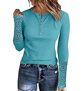 KINLONSAIR Womens Long Sleeve Tunic Tops Basic Slim Fit Scoop Neck T Shirts Crew Neck Ribbed Knit...