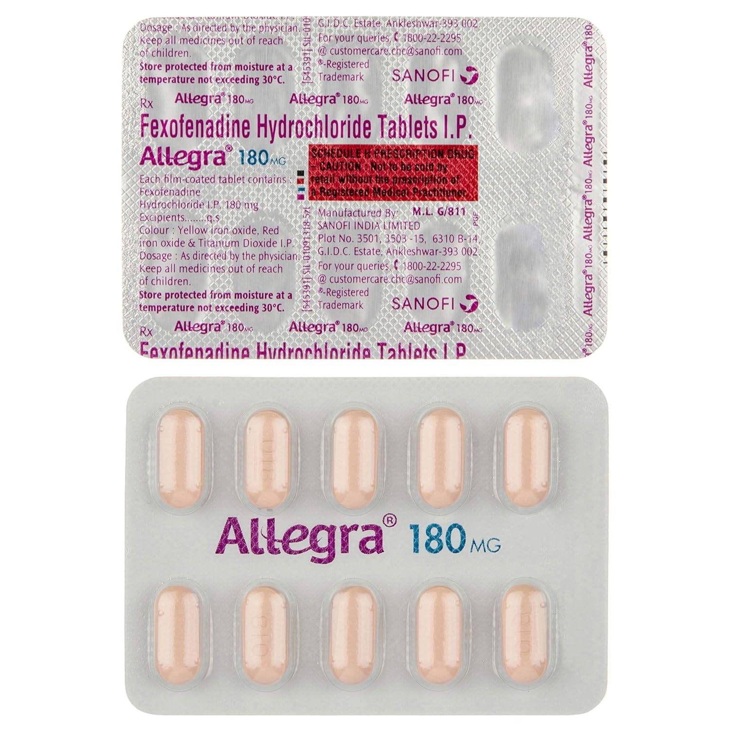 Buy Allegra 180mg Tablet | 1 Strip of 10 Tablets | Davai Adda