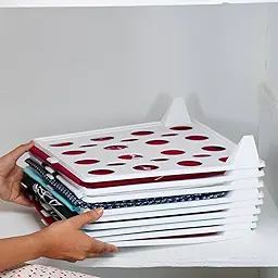 Stackable Cloth Organizer Divider Tray for Shirt, Tees, Trouser, Jeans, Sarees (Plastic)