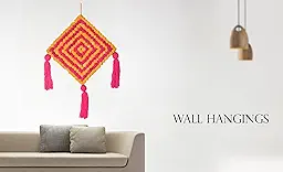 CRAFONIC Handmade Yellow and Pink Colorful Wall/Door Hangings for Home Decoration