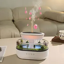 Musical Rain Drops Aroma Diffuser Humidifier for Home (with Inbuilt Soothing Music, Multi-Colour LED, 6 Inches Height, 250ml Tank) - White
