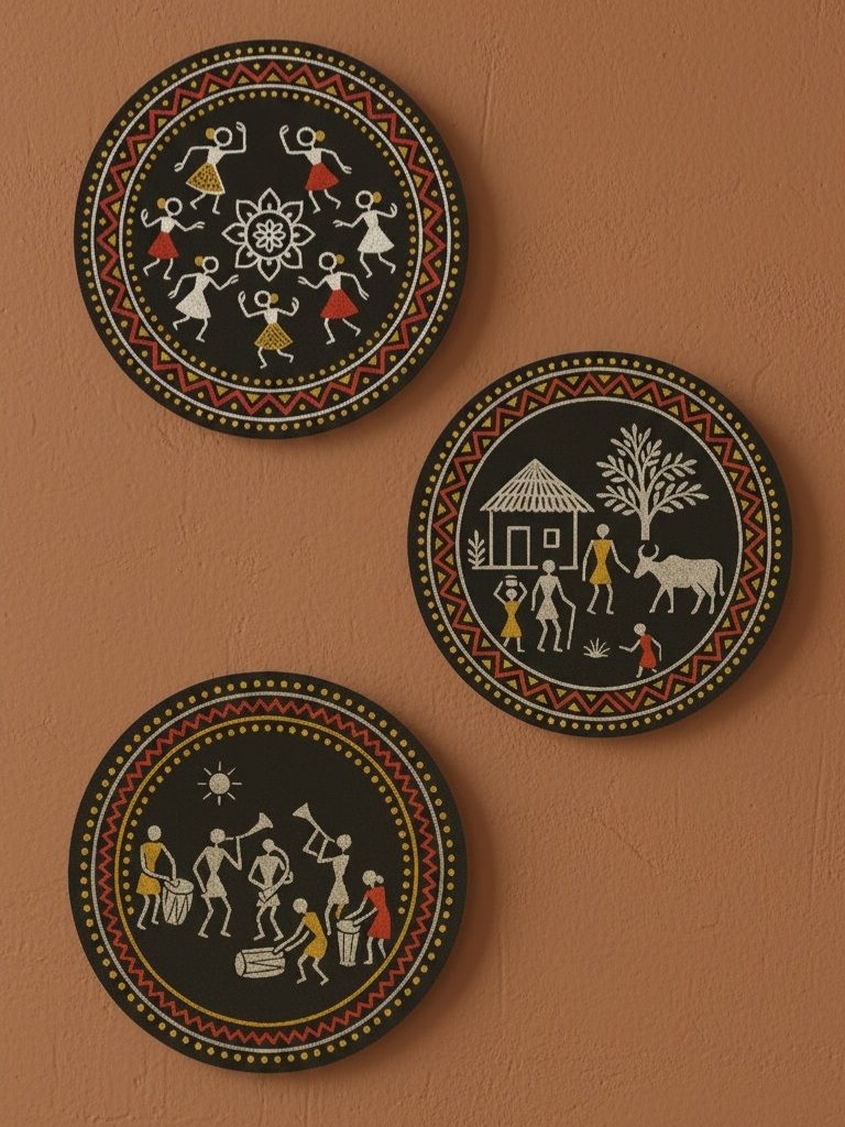 Samriddhi – Gaatha Village Vibes Circular Wall Tiles - Set of 3