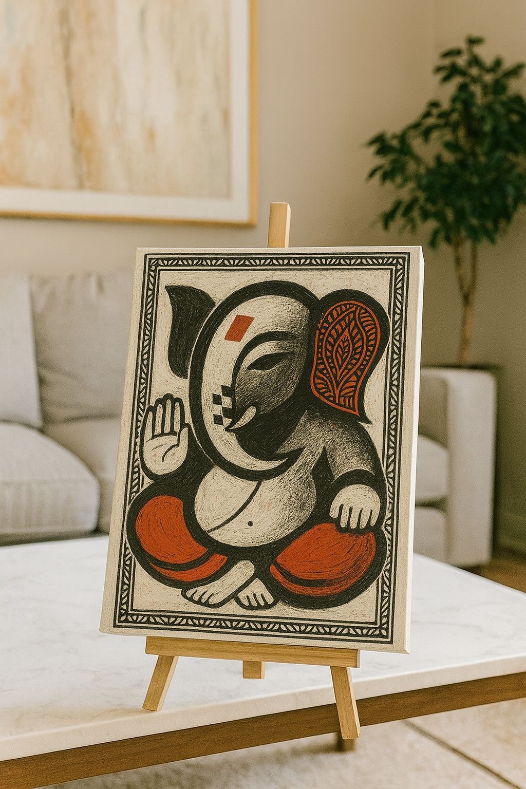 Atharva – Abstract Ganesha 8x10 Canvas Table Art on Easel