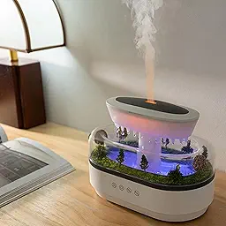 Musical Rain Drops Aroma Diffuser Humidifier for Home (with Inbuilt Soothing Music, Multi-Colour LED, 6 Inches Height, 250ml Tank) - White