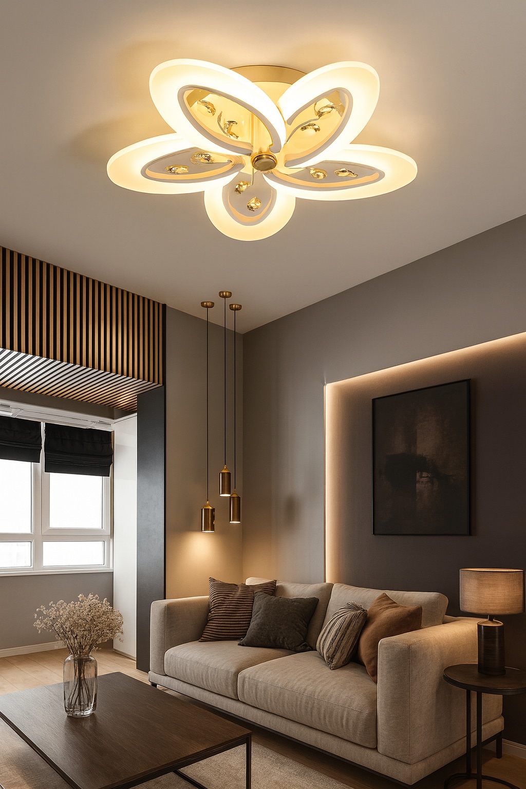 Buy Modern Flower Design LED Ceiling Light | Warm White Decorative ...