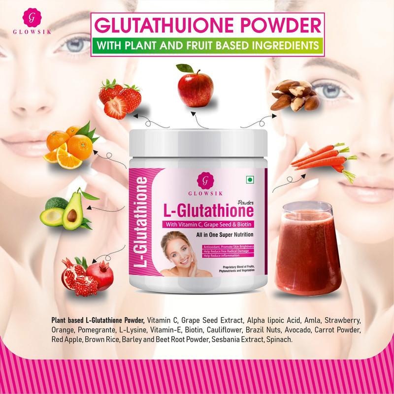 glowsik glutathione 1000 mg capsules Buy G GLOWSIK L-GLUTATHIONE POWDER FOR HEALTHY & GLOWING SKIN WITH PLANT & FRUIT EXTRACT (300 g)
