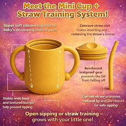 SPY KIDS® Silicone Baby Sippy Cup with Soft Straw & Lid | 3-in-1 Training Cup for Baby-Led Weaning | Leak-Proof, BPA-Free, Dishwasher Safe | Bottle to Cup Transition | Infants & Toddlers 6 Months+