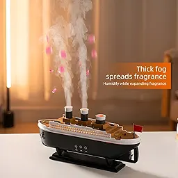 Titanic Steam Ship Design Humidifier Diffuser For Home, Office | Ultrasonic Aromatherapy Mist Diffuser (Multi-Colour LED, 12 X 5.5 IN, 250ml, Black