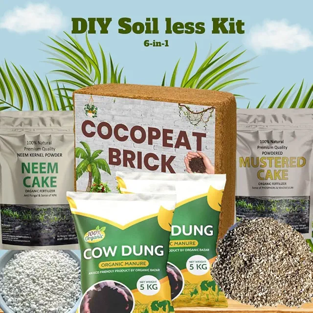 DIY Soil less potting mix Kit 6-in-1 soilless Potting Mixture for Home Gardening or Terrace Garden