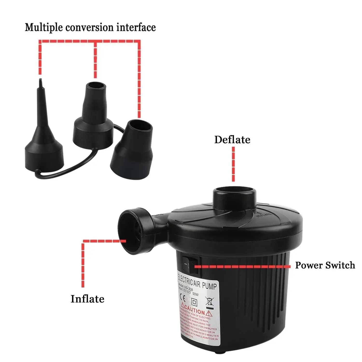 Instant Electric Air Pump (for Air Mattress, Pool Toys, Inflatable Stuffs) - 230 Voltage, Black