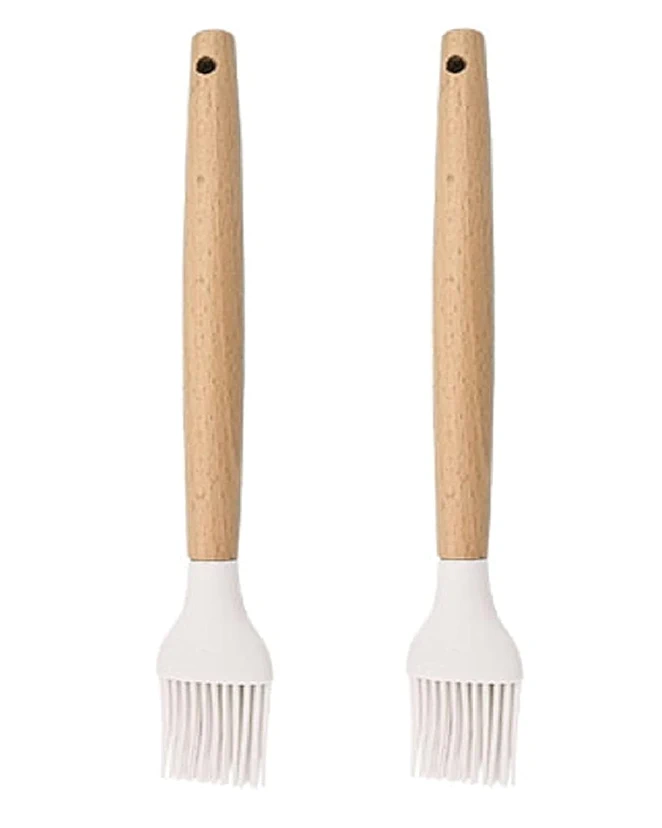 Silicone Basting Oil Brush for Cooking, Baking, Grilling with Heat-Proof Wooden Handle (9 Inches)