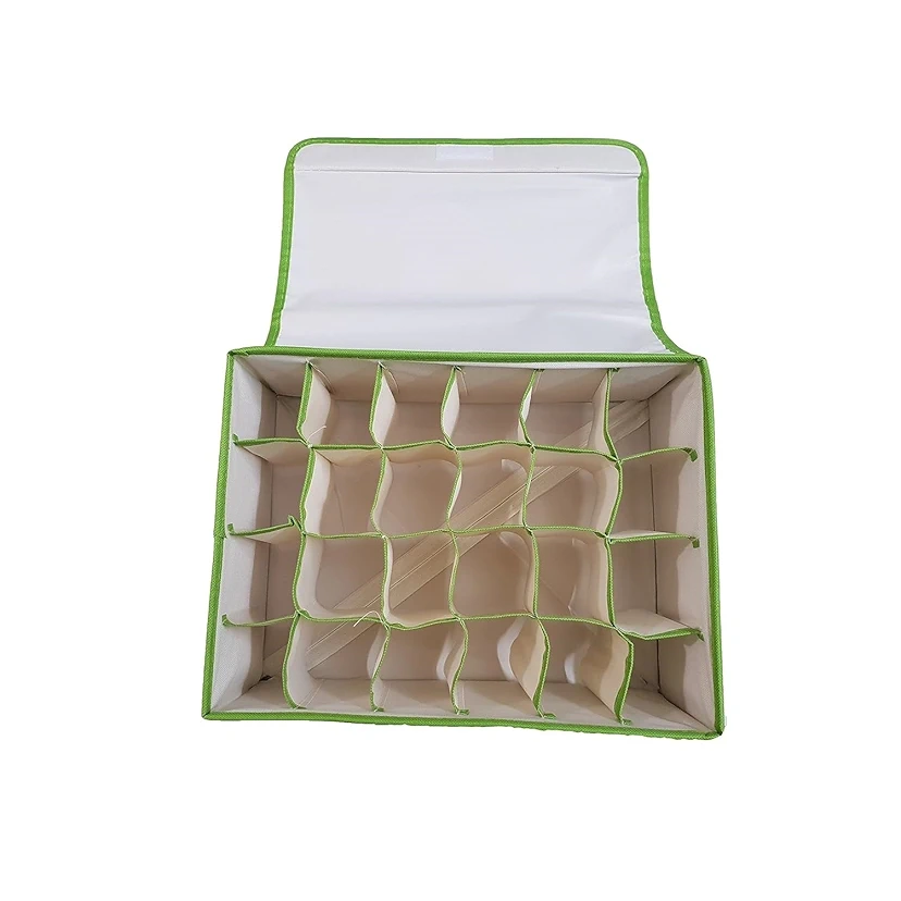 Non-Woven 24 Shelf Foldable Storage Box For Innerwear, Socks, Tie, Scarf ( 31X24X12 Cm)