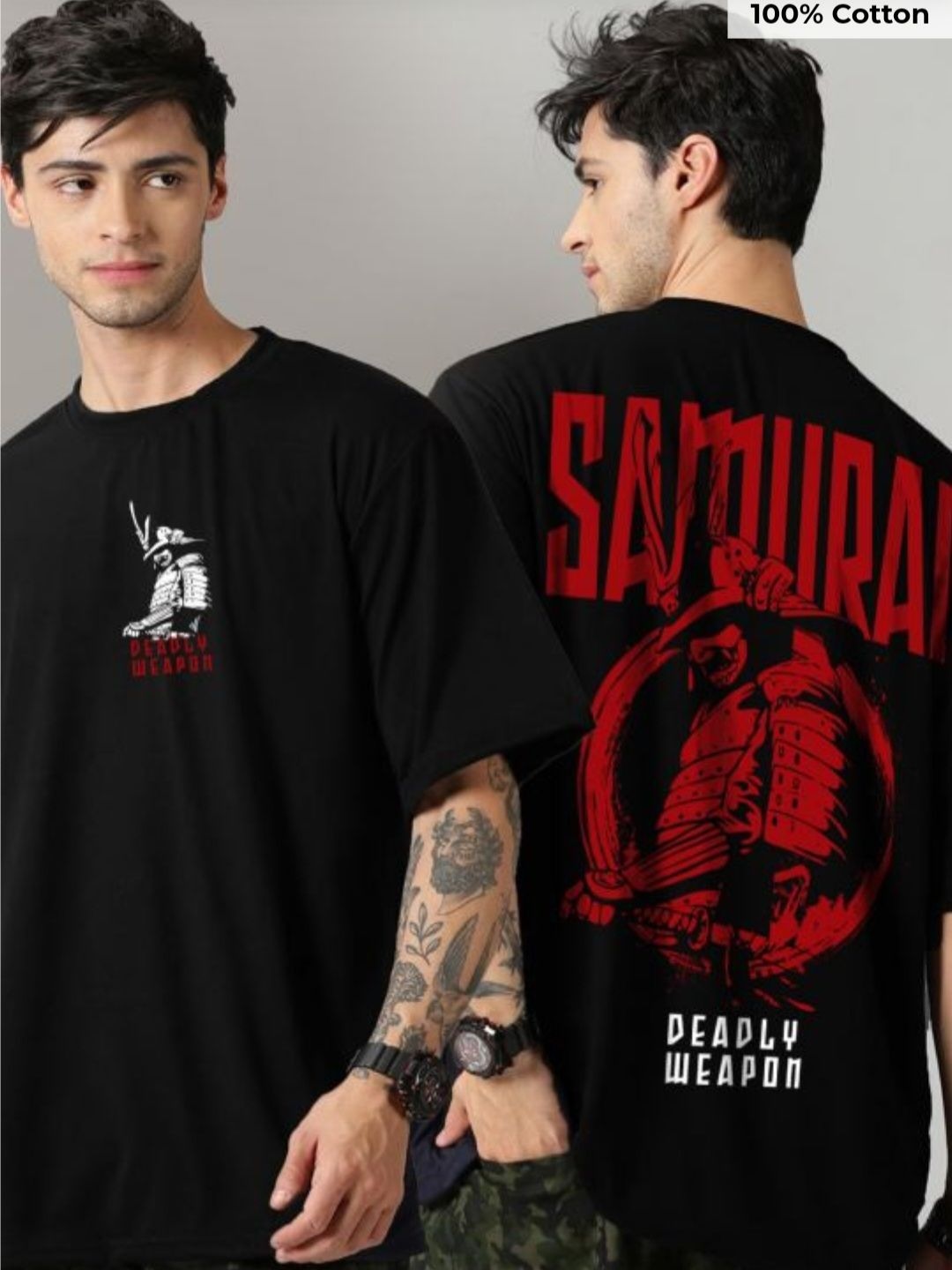 Buy Samurai deadly weapon black oversized tshirt | The Rockerz