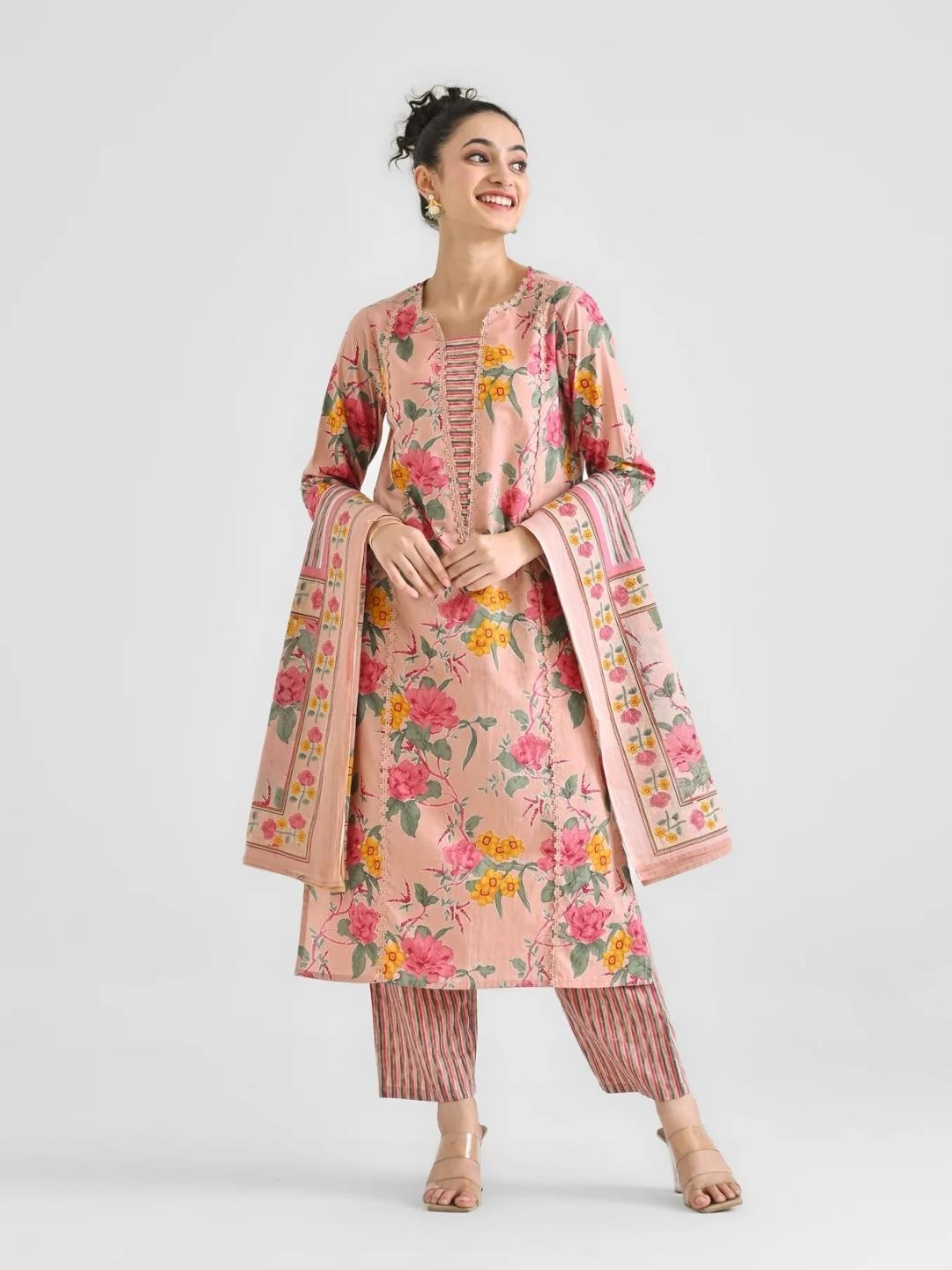 Coffee Rayon Slub Elegant Kurta Pant Set With Embroidery Work