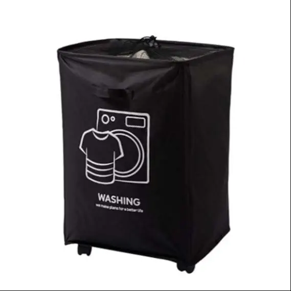 75 Liter Laundry Basket With Wheels | Large Size Collapsible Rolling Laundary Hamper, with Side Handles and Mesh | 20x20x12 Inches, Oxford Fabric (Black)