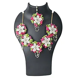 Artificial Flower Jewellery Designer Set for Women & Girls Mehandi|Haldi|Bridal|Baby Shower|Marriage