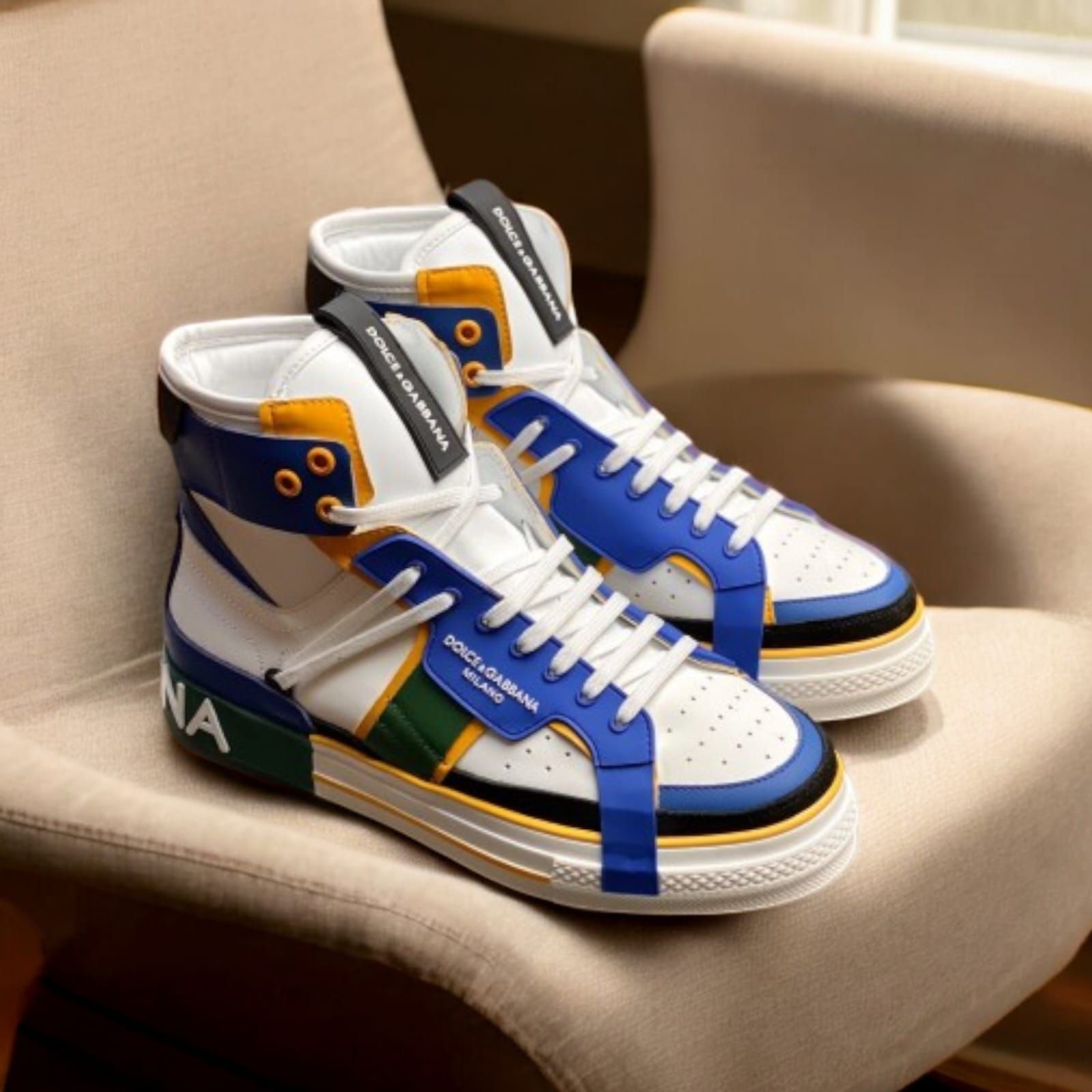 Buy Dolce Gabbana Custom 2.Zer0 High Top White Blue | LuxSpotX