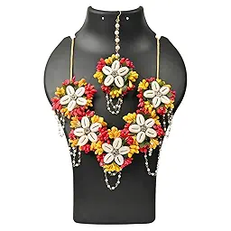 Artificial Flower Jewellery Designer Set for Women & Girls Mehandi|Haldi|Bridal|Baby Shower|Marriage