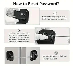 Baby Safety Furniture Locks, Combination Number Lock Latches for Fridge, Cabinet, Almirah, Drawers | Double Sided 3M Tape (Pack of 1, Black)