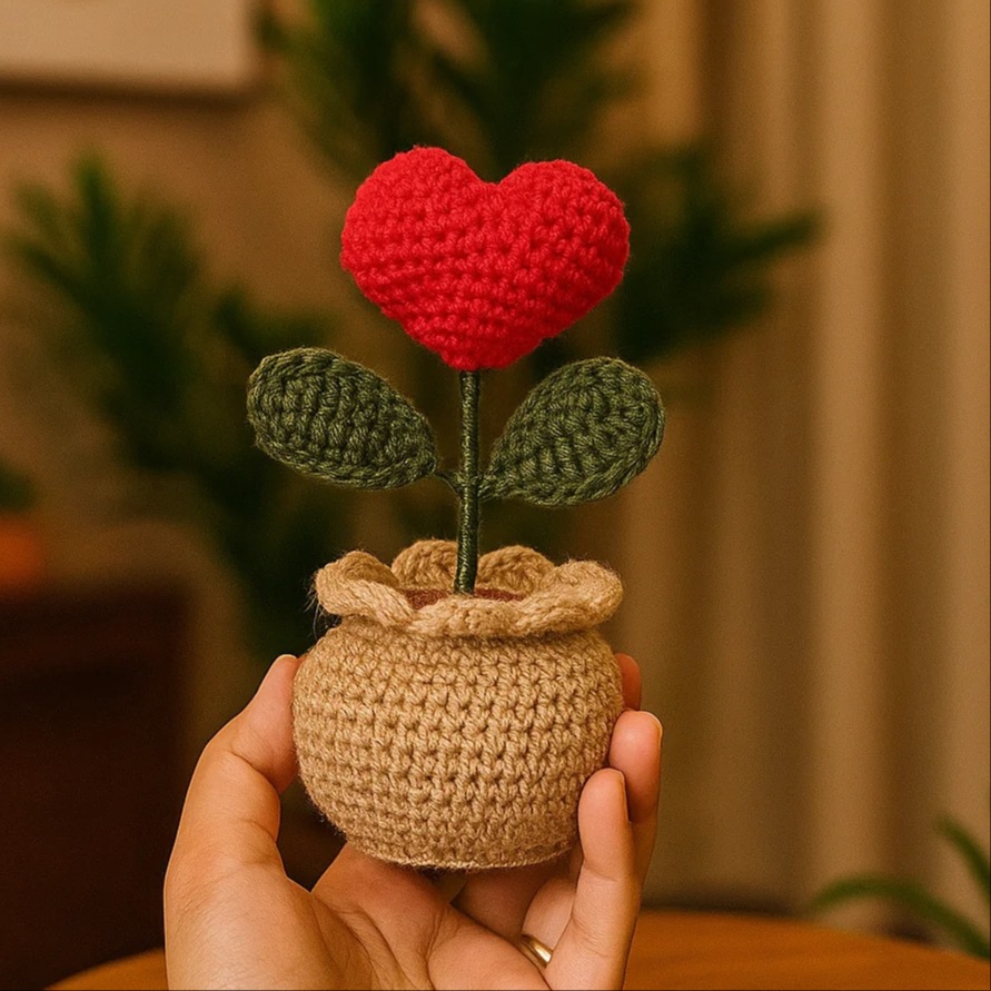 Crochet Heart Pot by The Crochet Parlour