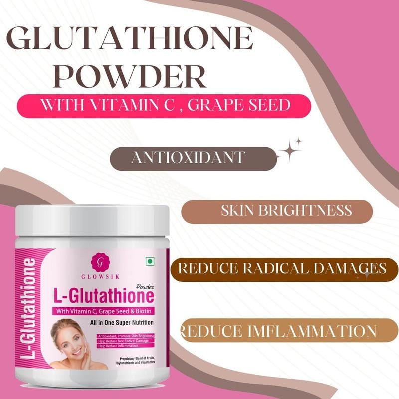 g-glowsik l-glutathione capsules with vitamin c Buy G GLOWSIK POWDER FOR HEALTHY & GLOWING SKIN PLANT & FRUIT EXTRACT (300 g) Sessions:5 Sessions melanin Neuroinflammation and Oxidative Stress