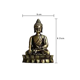 Metal Buddha Statue showpiece for Home Decor|Living Room Decor Decorative Showpiece - 8.5 cm (Beige