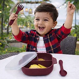 SPY KIDS® Silicone Baby Feeding Set | Suction Bowl with Lid + 3-Section Divided Plate + Soft Spoon & Fork | Baby-Led Weaning Toddler Tableware | BPA-Free, Microwave & Dishwasher Safe | 6–36 Months