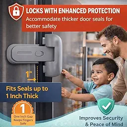 SPY KIDS® Child Proof Fridge Lock | EN71 Certified Baby Proofing | No-Drill Strong 3M Adhesive | Refrigerator, Freezer, Cabinet & Oven Door Latch | One-Hand Adult Unlock | Toddler & Pet Proof | Grey