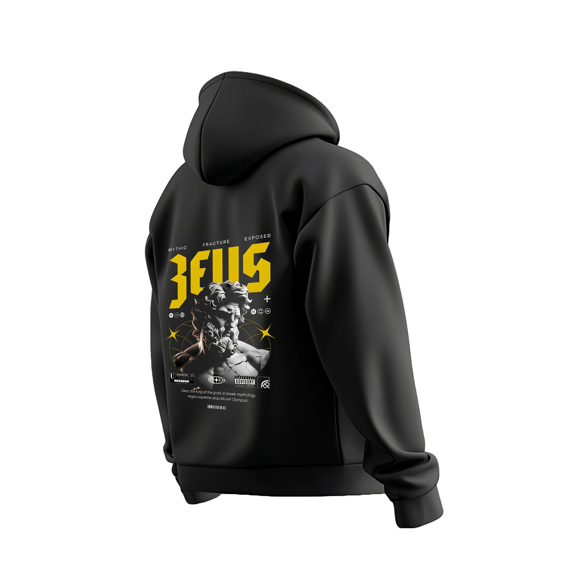 Buy A Zeus Printed Black Premium Hoodie with Premium Fabric