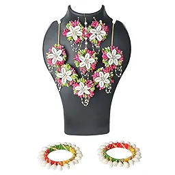 Artificial Flower Jewellery Designer Set for Women & Girls Mehandi|Haldi|Bridal|Baby Shower|Marriage