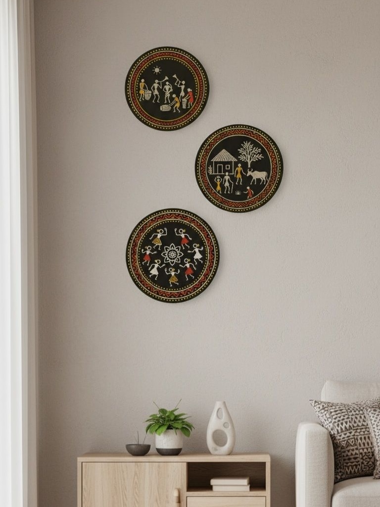 Samriddhi – Gaatha Village Vibes Circular Wall Tiles - Set of 3