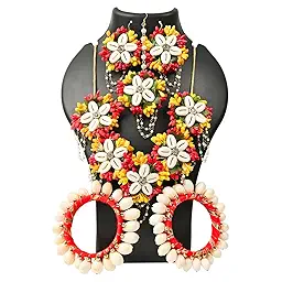 Artificial Flower Jewellery Designer Set for Women & Girls Mehandi|Haldi|Bridal|Baby Shower|Marriage