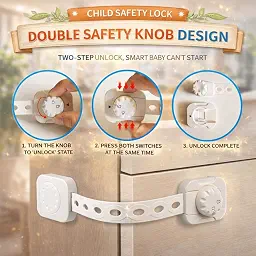 SPY KIDS® Child Safety Locks - Pack of 6 Gray Latches with Strong 3M Adhesive Tape for Doors.