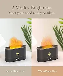 Fire Flame Aromatherapy Humidifier for Home | Ultrasonic Essential Oil Aroma Diffuser with Multi-Colour LED (6.5 x 4 Inches, 180ml Tank) (Black)