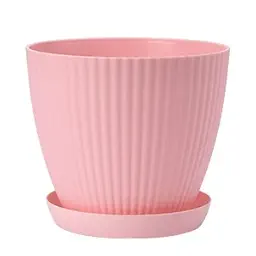 7-Inches Flower & Plant Pot for Indoor Outdoor Use, with Water Drain Plate (Pack of 5)