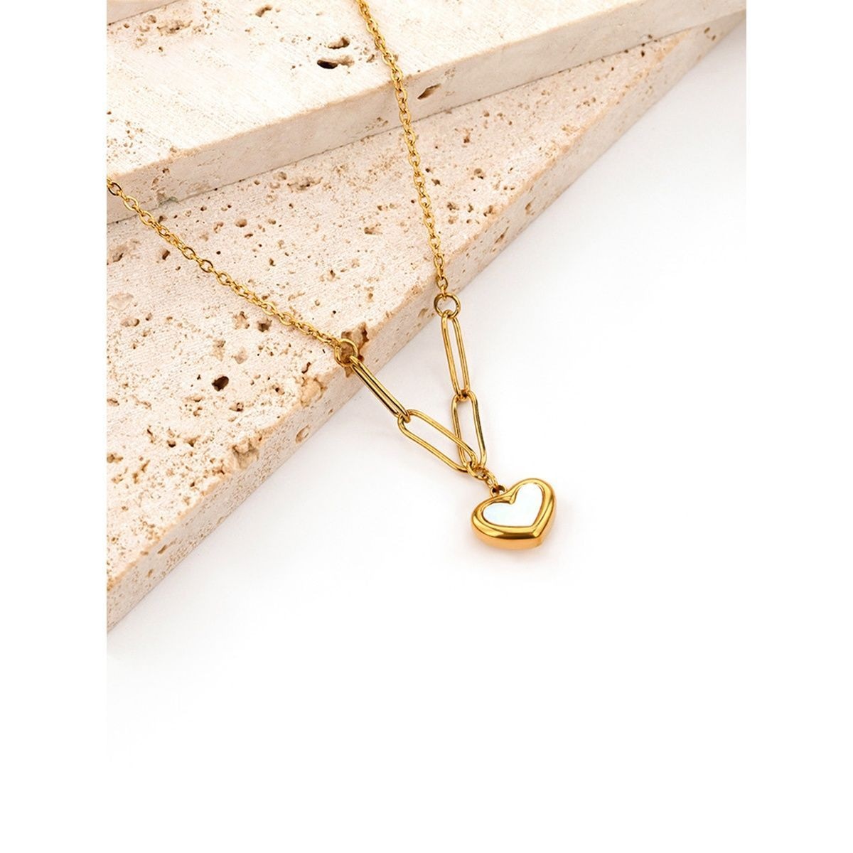 Paperclip Chain Heart Charm Necklace