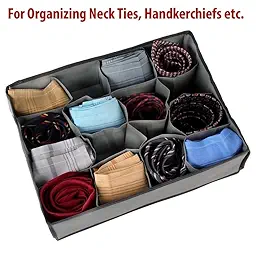 Non-Woven 24 Shelf Foldable Storage Box For Innerwear, Socks, Tie, Scarf ( 31X24X12 Cm)