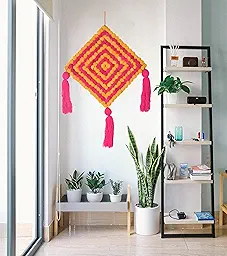 CRAFONIC Handmade Yellow and Pink Colorful Wall/Door Hangings for Home Decoration
