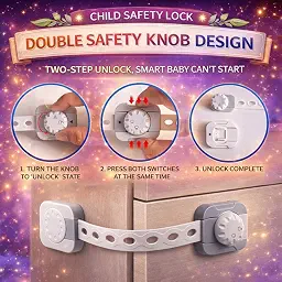 SPY KIDS® Child Safety Locks - Pack of 6 Gray Latches with Strong 3M Adhesive Tape for Doors.